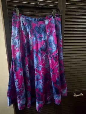 Banana Republic Purple & Blue Floral A-Line Skirt